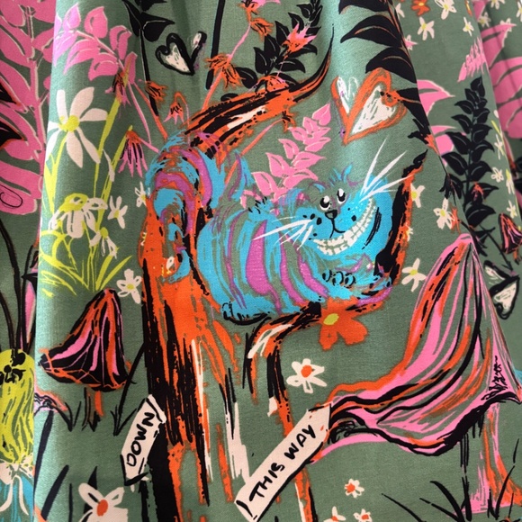 New With Tags! Lindy Bop Leah in Green Looking Glass Print Dress XS - Picture 9 of 12